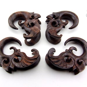 Spacer, Pendant, Balinese Floral Pattern Claw in Sono Wood, Indonesian Rosewood, Available in 4/8/10 millimeter