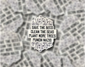 Save the Bees, Punch Nazis Vinyl Sticker