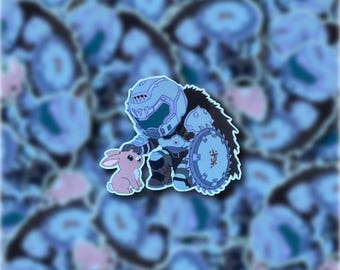 Cute Doom Slayer and Daisy Vinyl Sticker