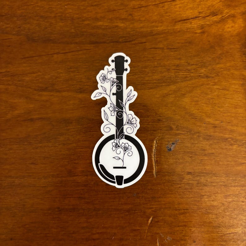 Banjo Black & White Sticker - Etsy