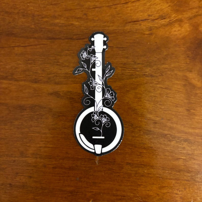 Banjo Black & White Sticker - Etsy