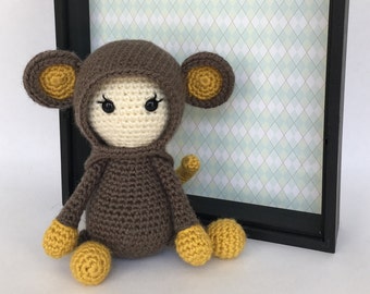 Monkey Crochet Pattern,  Amigurumi Monkey, Crochet Stuffed Animal, PDF Pattern, download, doll, crochet monkey