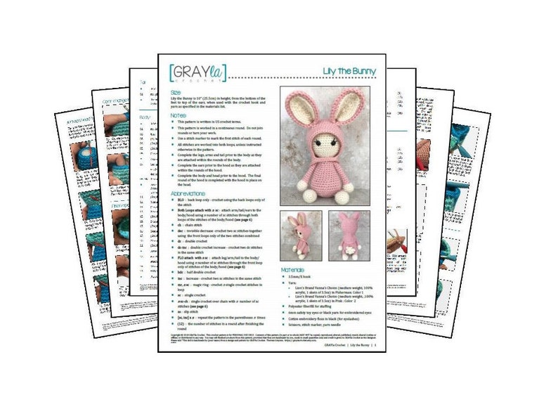 Bunny Crochet Pattern, Amigurumi Bunny, Crochet Stuffed Animal, PDF Pattern, download, doll, easter, crochet bunny image 6