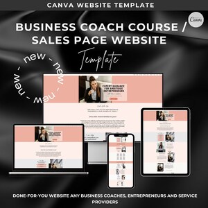 Business Coach Website Template, Canva Coaching Course Templates, Coaching Program Editable Canva Website, Course Creator DFY Template,