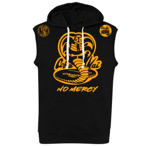 Brand New Sleeveless Pullover Hoodie Cobra Kai No Mercy Karate Kid Hooded Sweatshirt
