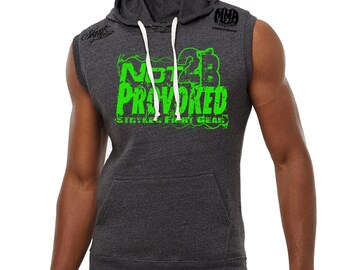 Stryker Fight Gear Not 2B Provoked ufc Style Sleeveless Hoody Fleece Pullover Gray Heather