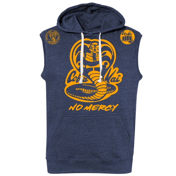 Brand New Sleeveless Pullover Hoodie Cobra Kai No Mercy Karate Kid Hooded Sweatshirt