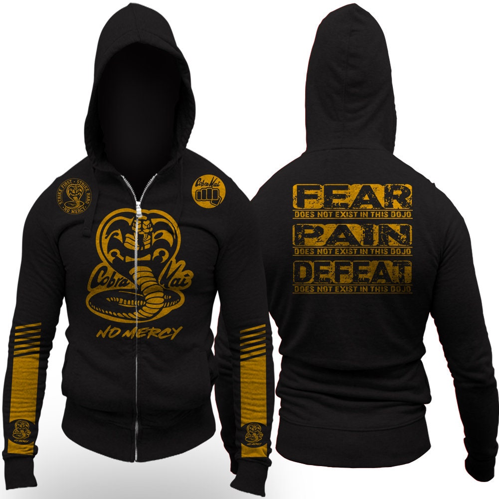 Discover Cobra Kai No Mercy Pain Fear Defeat Does Not Exist Adult 3D Zip Hoodie