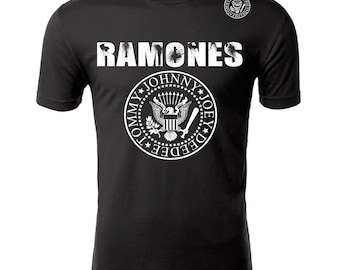 The Ramones American Classic 70's and 80's Punk Rock Band Adult Shorts Sleeve T Shirt Johnny Joey Deedee Tommy From Queens New York City