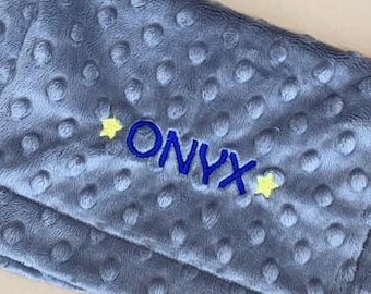 Custom Name with Stars Minky Blanket//Soft Minky Fabric//Personalized Blanket//Mini Lovey, Lovey, Baby or Youth Blanket Sizes//Newborn Gift