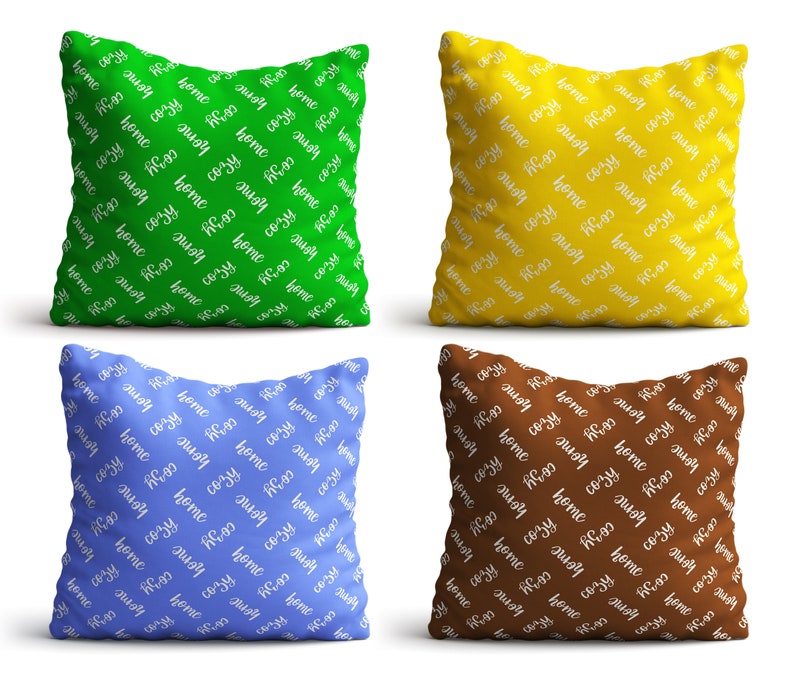 Throw Pillow Cozy Home Word Pattern DoubleSided Etsy