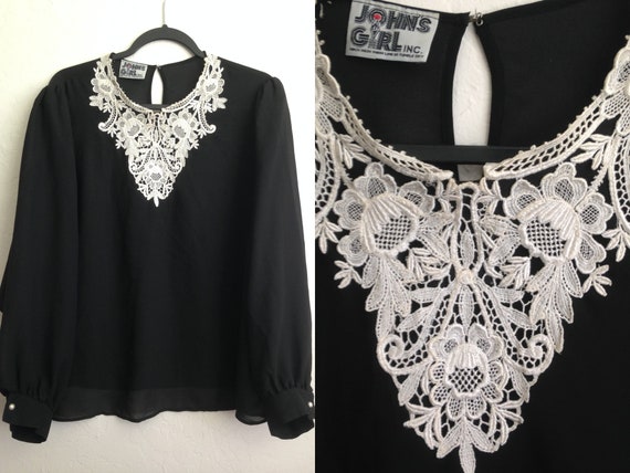 Black Edwardian Revival Blouse
