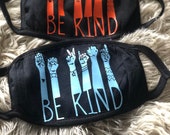 Black Be Kind Mask, Sign language, Black face mask, Be Kind, Unisex, Reusable Mask