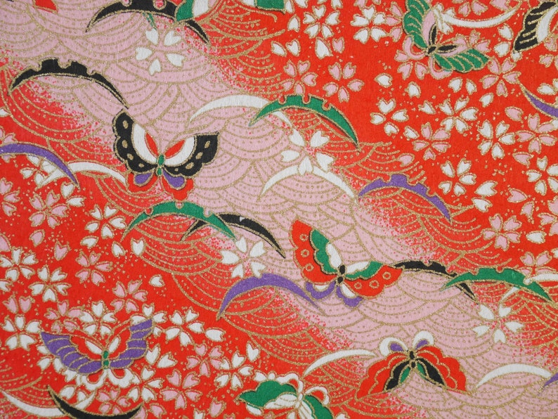 Japanese Origami Paper Butterflies And Cherry Blossoms A4 Size Chiyogami Sheet Japanese Traditional Paper For Paper Craft Kimono Style