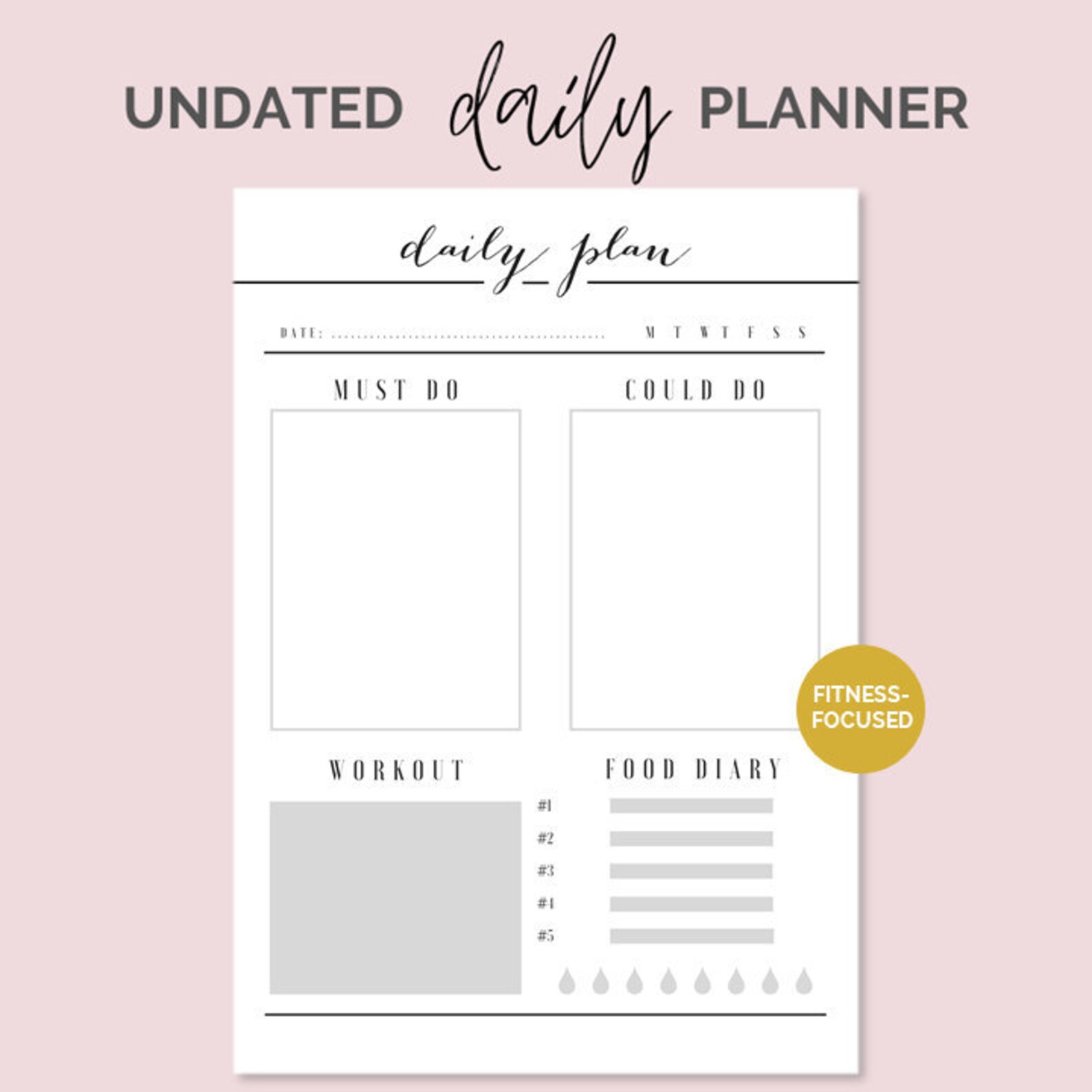 Daily Planner & FREE Cover Printable A4 Instant Download Etsy UK