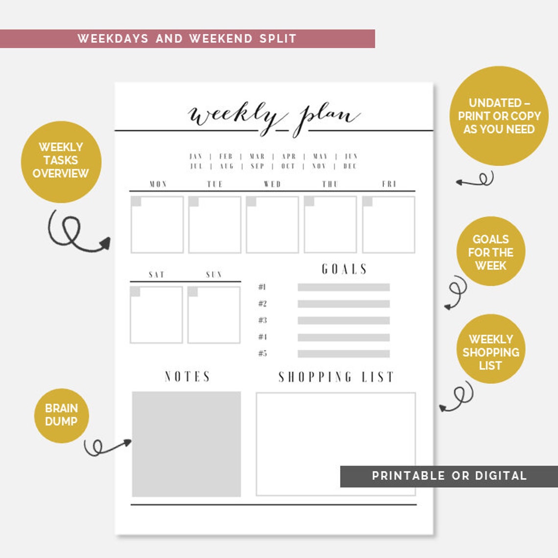 Weekly planner & FREE cover Printable A4 Instant download Etsy