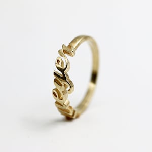 Name Ring, Personalized Gold Jewelry, Gold Custom Ring, Personalized Gift Ring, Solid 14k Gold Ring, Gold Name Ring, Letter Ring, Word Ring