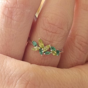 Marquise Emerald Peridot Ring 14K Gold Santorini Design