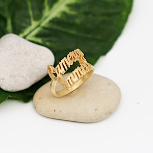 Personalized Ring, 2 Names Ring, 14k Gold Ring, Name Jewelry, Custom Ring, Personalized Gold Name Ring, Letter Jewelry