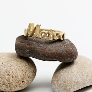 Personalized Name Ring, 14k Gold Ring, Custom Name Ring, Personalized Gift Ring, Script Gold Jewelry, Dainty Gold Ring, Scluptured Name Ring