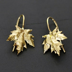 Kanadische Ahornblatt Ohrringe aus 585er Gold