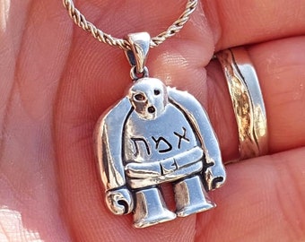 Colgante Golem de plata de ley * Collar con amuleto judío de protección * Amuleto Emet personalizado