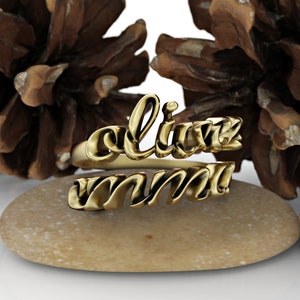 Personalized Name Ring In 14k Solid Gold, Cursive Font Name Ring, Custom Name Ring, Girlfriend Name Ring, Gold Name Ring, Personalized Gift