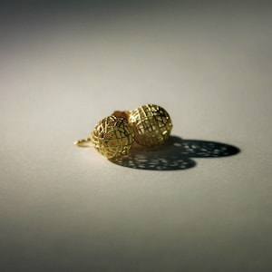 14K Solid Gold Mesh Ball Stud Earrings, Dainty Ball Stud Earrings, Geometric Round Earrings Post, Minimalist Jewelry Gift