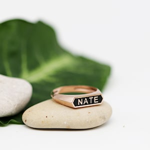 Personalized Signet Ring In 14k Solid Rose Gold, Customized Name Engraved Gold Ring, Unique Ring For Men/Women