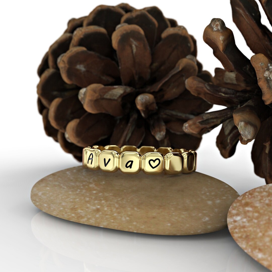 Personalized Engraved Name in 14k Solid Gold, Minimalist Gold Statement ...