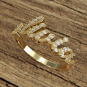 Naamring met schriftdiamanten