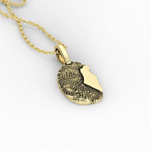 Personalisierte 14K Solid Gold Fingerabdruck Israel Karte Anhänger