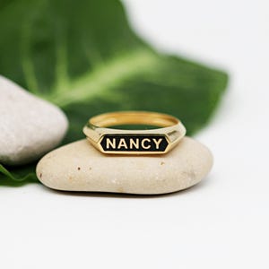 14k Gold Custom Name Ring, Personalized Jewelry Gifts, Signet Name Ring, Birthday Jewelry Gifts, Anniversary Gifts for Her, Best Friend Gift
