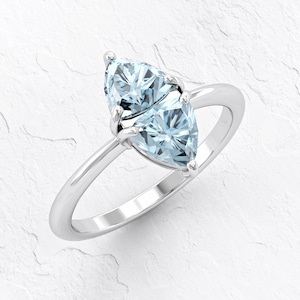 Natural Aquamarine Engagement Ring In 14k Solid Gold, Trillion Cut Proposal Ring, Minimalist Solitaire Engagement Ring, 2.0 Carat