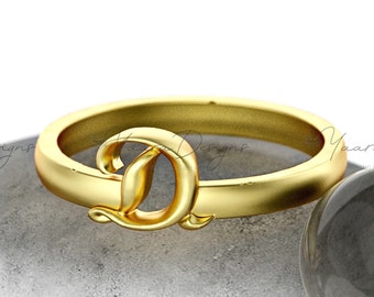 14k Solid Gold Initial Ring, Personalized Letter Ring