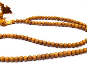 Sandal Wood Handmade Japa Mala , Prayer Mala , 6MM, 108 Beads ,111 Beads , Scented Sandal Wood Mala ,Chanting , Meditation , Yoga
