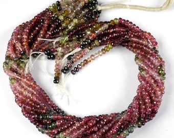 1 streng natuurlijke gearceerde roze toermalijn gefacetteerde rondelle edelsteen 4,5 x 5 mm 13,5" LANG / gearceerde meervoudige toermalijn / edelsteen / natuurlijke toermalijn