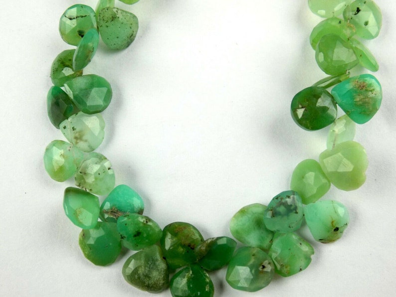 Natural Chrysoprase Heart Faceted Briolette 9 Inch Long