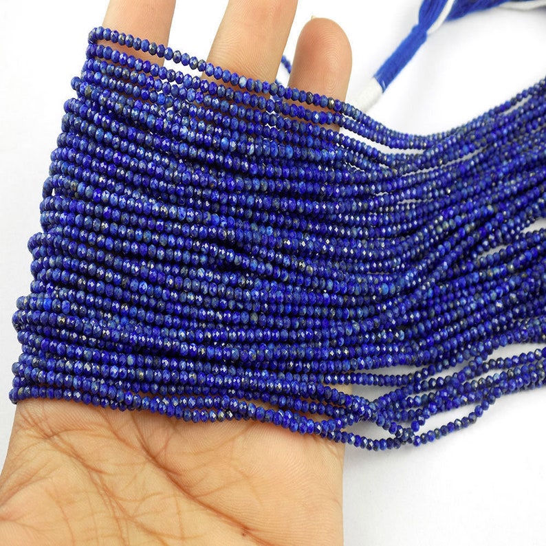 5 Strand Lapis Micro Faceted Rondelle Approx 2.40mm Gemstone Beads 13 LongLapis Lazuli Faceted StonesJewelry Making BeadsGems /& Beads