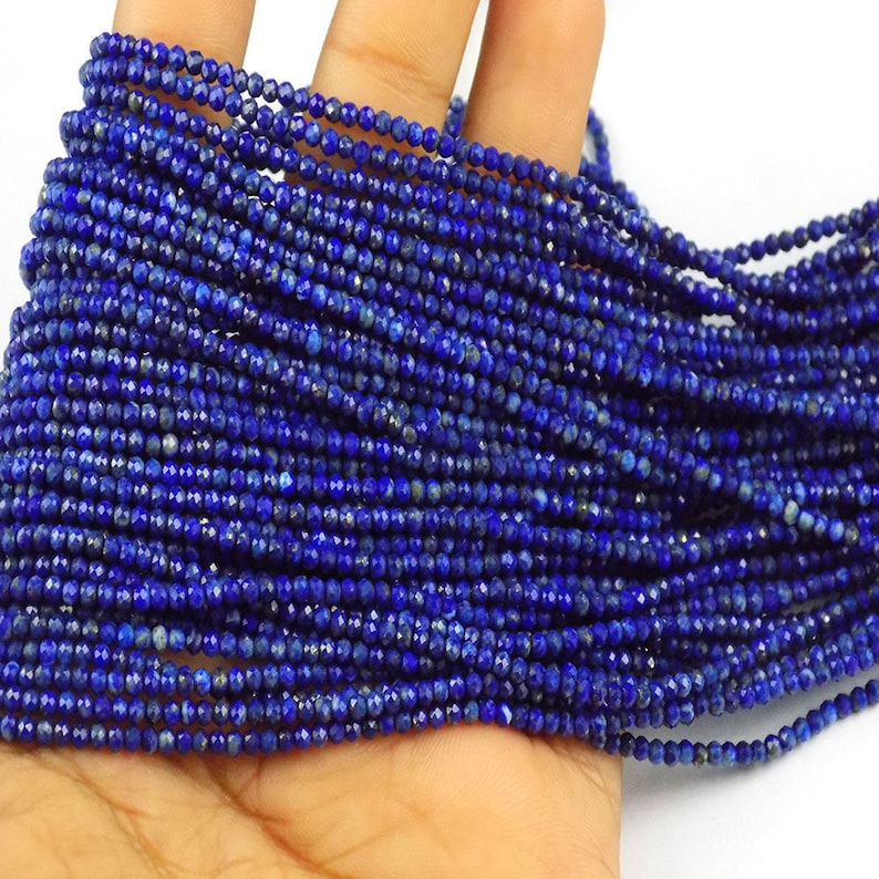 5 Strand Lapis Micro Faceted Rondelle Approx 2.40mm Gemstone Beads 13 LongLapis Lazuli Faceted StonesJewelry Making BeadsGems /& Beads