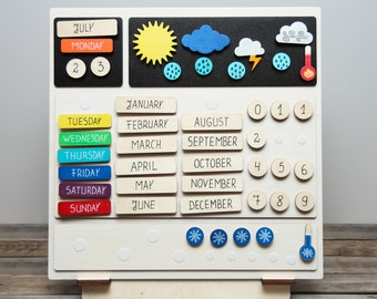 Weather station, Weather calendar, weather chart, wooden weather board, educational toy, learning toy, homeschool, weather activities