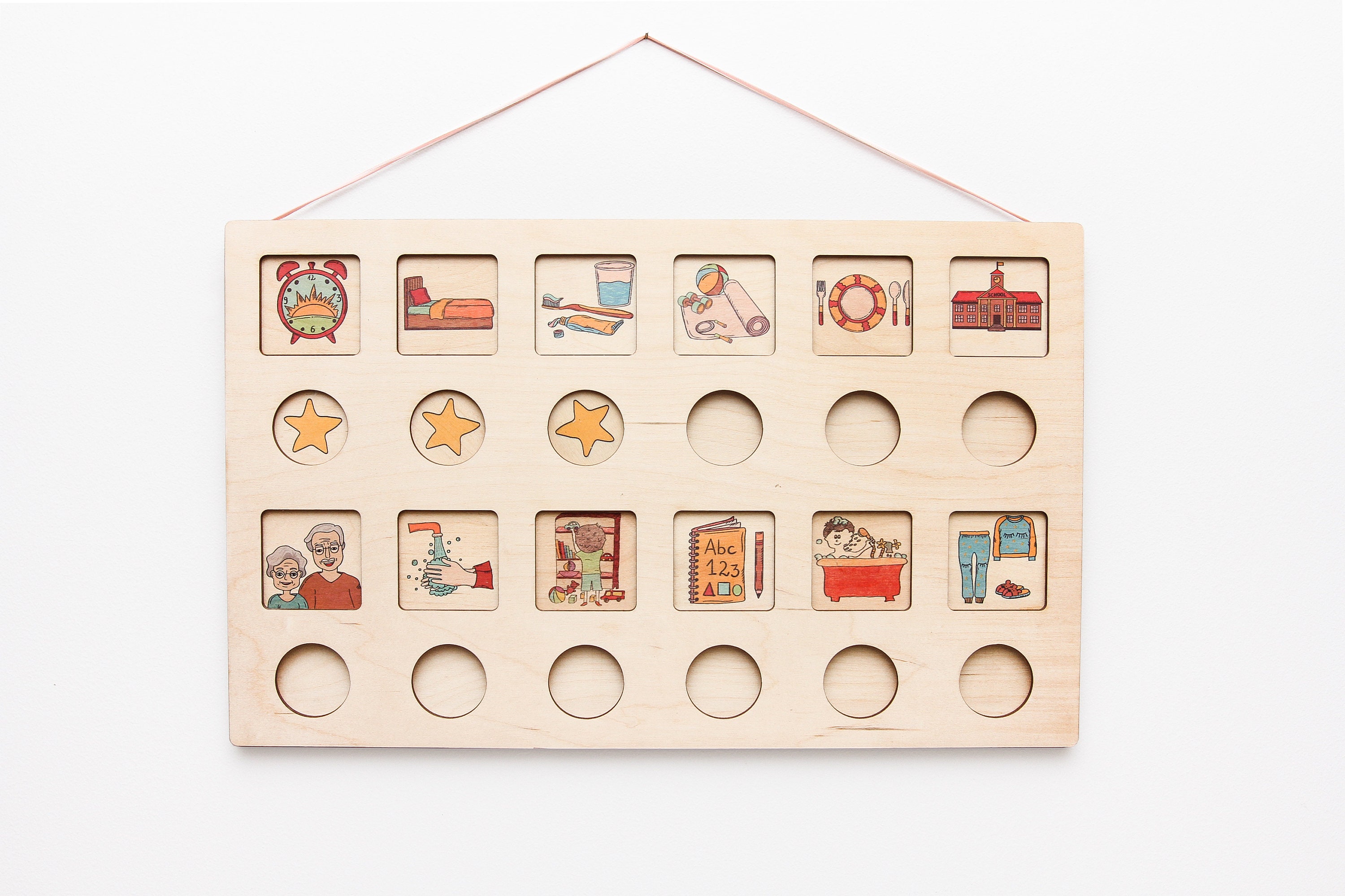 Tableau de motivation routine matin et soir en bois personnalisé monte –  Montessori Facile