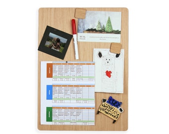 Wooden Magnetic Memo Board. Magnets stick to the whole area. All surfaces are wooden - no plastic.