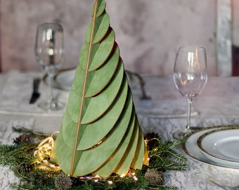 Árbol de Navidad moderno, decoración superior, decoración navideña para oficina (tamaño MEDIANO: 30 x 18 cm/11,81”X7,09”)