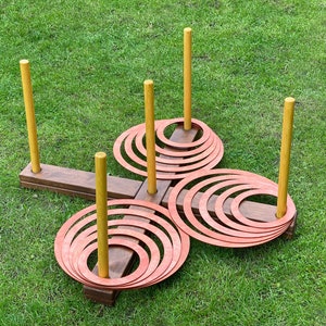 Ringwerfen Außenhof mit 15 Sperrholzringen, Holzspiel, übergroßes Hofspiel, Hochzeit-Rasenspiel, Geburtstag-Hofspiel, Partyspiel.