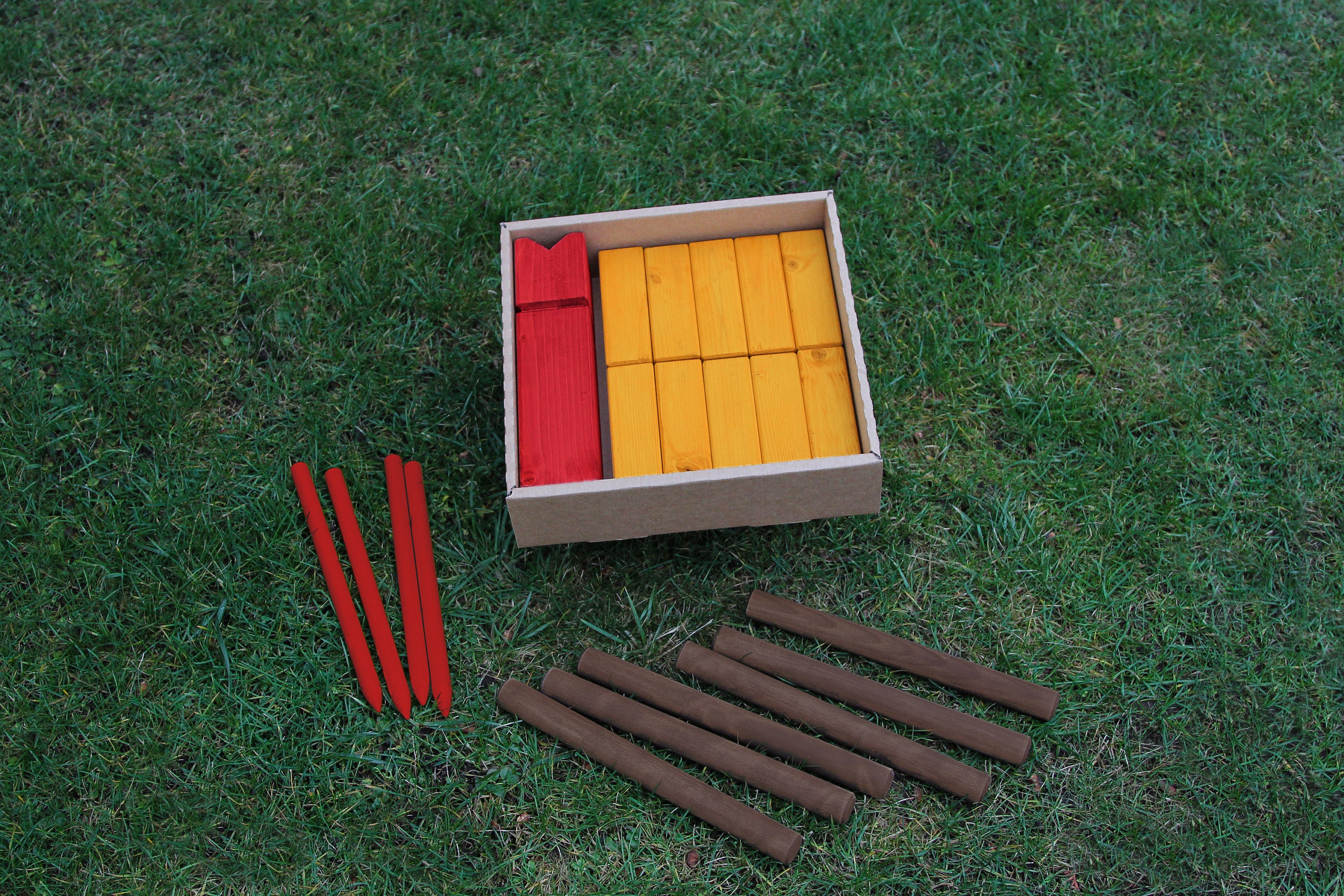 Handmade Wooden Kubb Lawn Game Premium Viking Chess Set for Outdoor Fun Weddings Traditional Kubb Lawn Game Yard Game for Parties