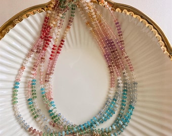 Rainbow Beaded Necklace: Handmade Crystal & Stone Believe Charm