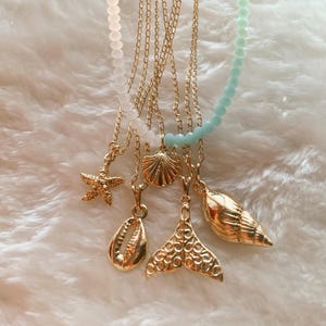 18K Gold Plated Beach Charm Necklace – Adjustable Summer Jewelry image 1