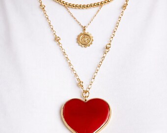 18K Gold Plated Red Heart Pendant Necklace – Christian Jewelry