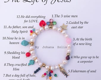 Pulsera con dijes de la Vida de Jesús: recordatorio de la fe religiosa